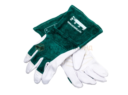 Перчатки сварочные КЕДР КС-18 УНИВЕРСАЛ TIG, (L), бело-зеленые (8007530)