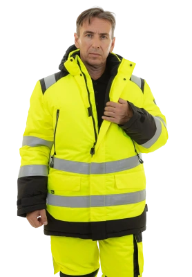 Куртка-парка сигнальная зимняя BRODEKS KW217, желтый/черный