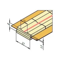 Керамическая подкладка прямоугольная Кедр КП-13К (ширина 27 мм, канавка 13 мм скругленная, длина 600 мм)