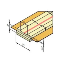 Керамическая подкладка прямоугольная Кедр КП-14К (ширина 27 мм, канавка 14 мм скругленная, длина 600 мм)