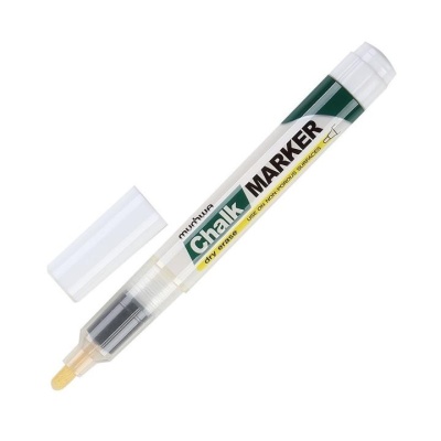 Маркер меловой MunHwa Chalk Marker белый, 3мм, спиртовая основа, пакет, CM-05