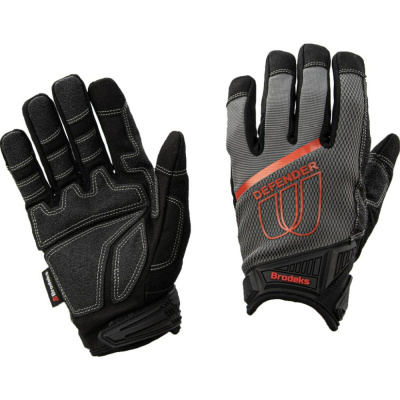 Перчатки рабочие комбинированные BRODEKS G-62, серый/черный/красный