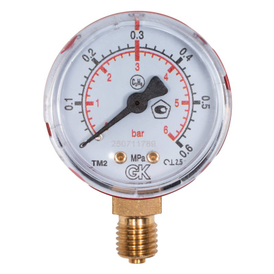 Манометр пропановый KRASS 0,3/0,6 МПа, 50 мм, М12х1,5 (2190108PV)