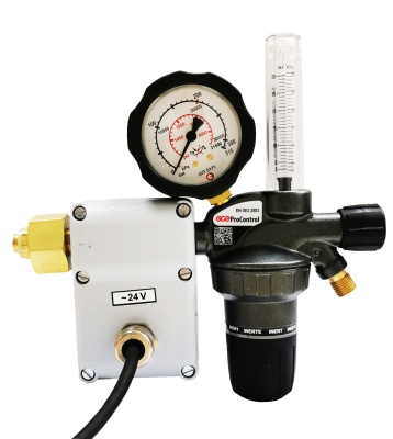 Редуктор углекислотный GCE ProControl Ar/CO2 24V - Aргон/CO2 -200/10 бар, вх. G3/4"; вых. G1/4"; с подогревателем 24 V