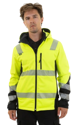 Куртка сигнальная софтшелл BRODEKS KS227, желтый/черный