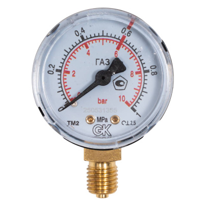Манометр ацетиленовый KRASS 0,6/1 МПа, 50 мм, М12х1,5 (2190103PV)