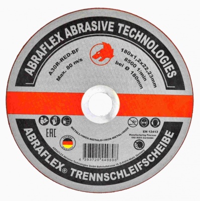 Круг отрезной Abraflex 180x1,2x22,23 A-30R INOX BF (нерж) Круг отрезной Abraflex 180x1,2x22,23 A-30R INOX BF (нерж)