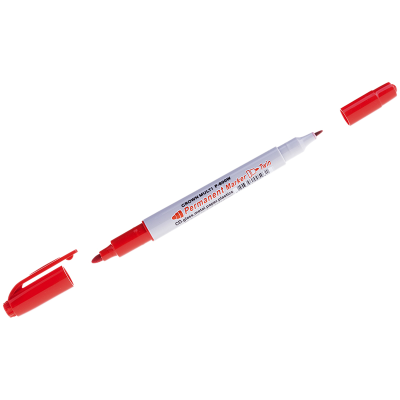 Маркер перманентный двухсторонний Crown Multi Marker Twin красный, пулевидный, 2мм/1мм, P-800W Маркер перманентный двухсторонний Crown Multi Marker Twin красный, пулевидный, 2мм/1мм, P-800W