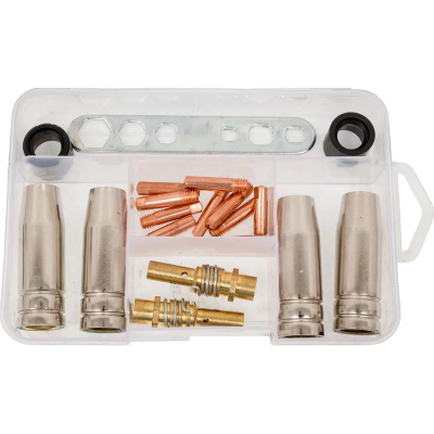 Комплект принадлежностей HUGONG для MIG горелки MB-15 (19 предметов) / MIG Torch MB15 accessory set-19 piec Комплект принадлежностей HUGONG для MIG горелки MB-15 (19 предметов) / MIG Torch MB15 accessory set-19 piec