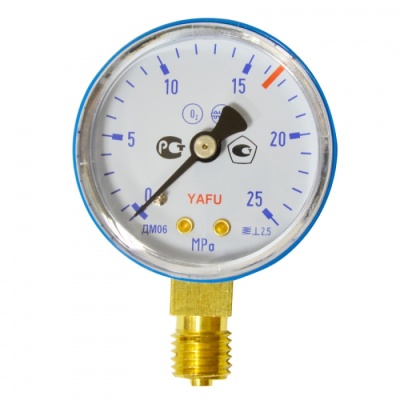 Манометр на редуктор кислородный 25 МПа Манометр на редуктор кислородный 25 МПа