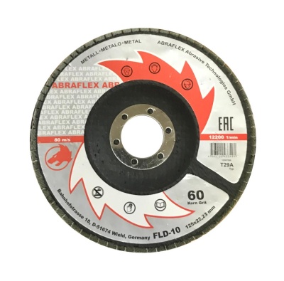 Круг лепестковый тарельчатый Abraflex FLD-10 125X22,23 (металл) P60 (10шт.) (T000037199)