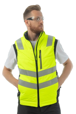 Жилет сигнальный утепленный BRODEKS KW111, желтый/черный