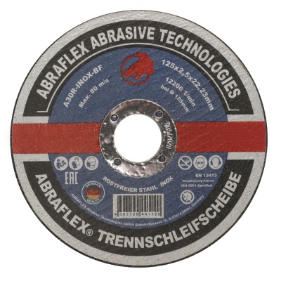 Круг отрезной Abraflex 125x2,5x22,23 A-30R INOX BF (нерж) Круг отрезной Abraflex 125x2,5x22,23 A-30R INOX BF (нерж)