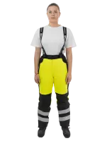 Брюки сигнальные женские зимние BRODEKS KW330, желтый/черный