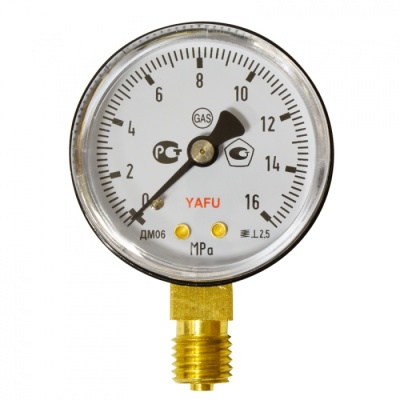 Манометр на редуктор углекислотный, аргоновый 16 МПа Манометр на редуктор углекислотный, аргоновый 16 МПа