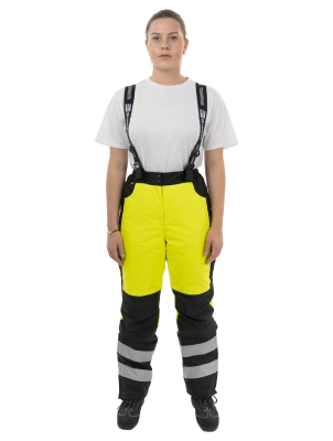 Брюки сигнальные женские зимние BRODEKS KW330, желтый/черный