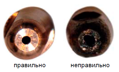 Состояние контактного наконечника и газового сопла