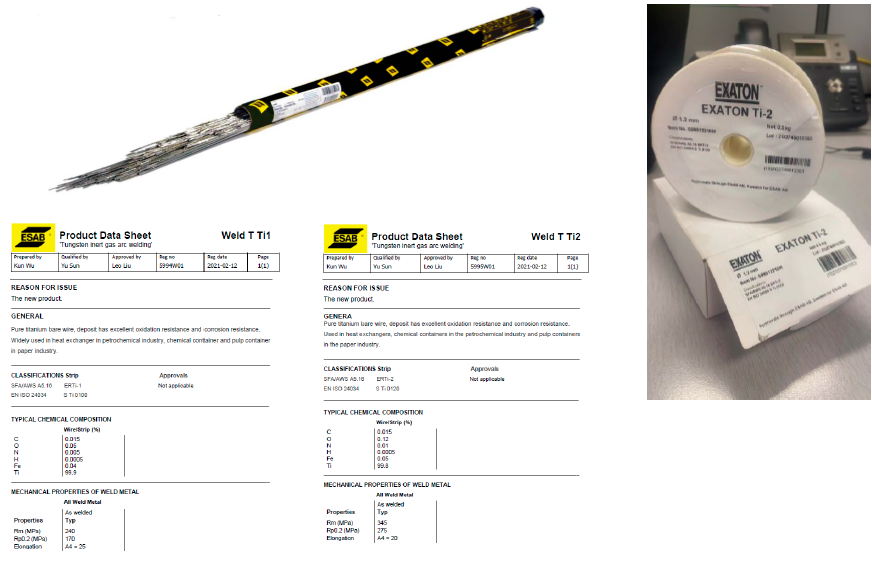 Сварочные прутки ЭСАБ Weld T Ti1/Тi2 для сварки титана