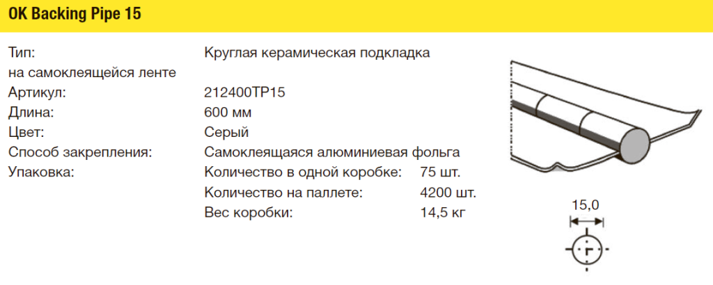 Особенности керамических подкладок OK Backing Pipe 15 Особенности керамических подкладок OK Backing Pipe 15