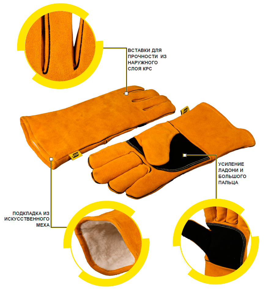 Сварочные перчатки ESAB MW1000 утеплённые