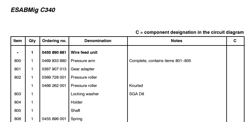 Механизм прижимной ESAB Pressure Arm Compl. C340 EURO (Прижимной механизм). Артикул 0469833880.