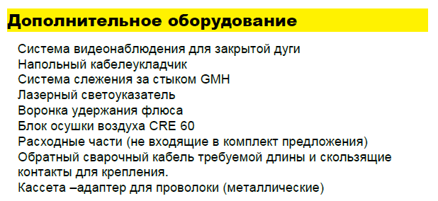 Дополнительное оборудование