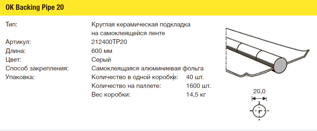 Особенности керамических подкладок OK Backing Pipe 20 Особенности керамических подкладок OK Backing Pipe 20