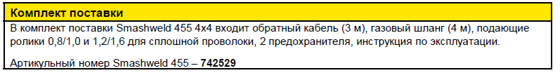 Комплект поставки SMASHWELD 455 4х4 Комплект поставки SMASHWELD 455 4х4