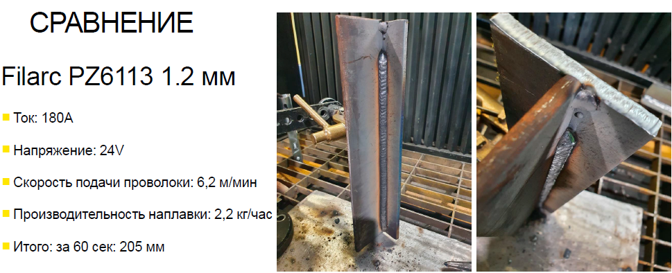 Сравнение проволоки Св-08Г2С с порошковыми проволоками Filarc PZ 6113
