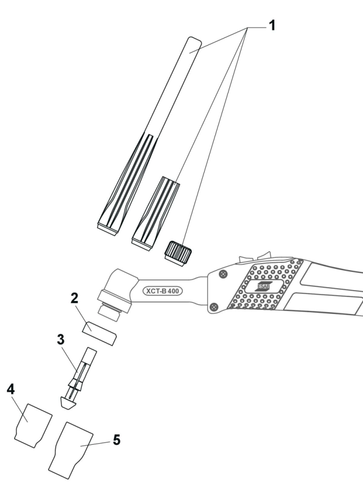 Запасные и расходные части для сварочных TIG горелок ESAB SR-B 400W Запасные и расходные части для сварочных TIG горелок ESAB SR-B 400W
