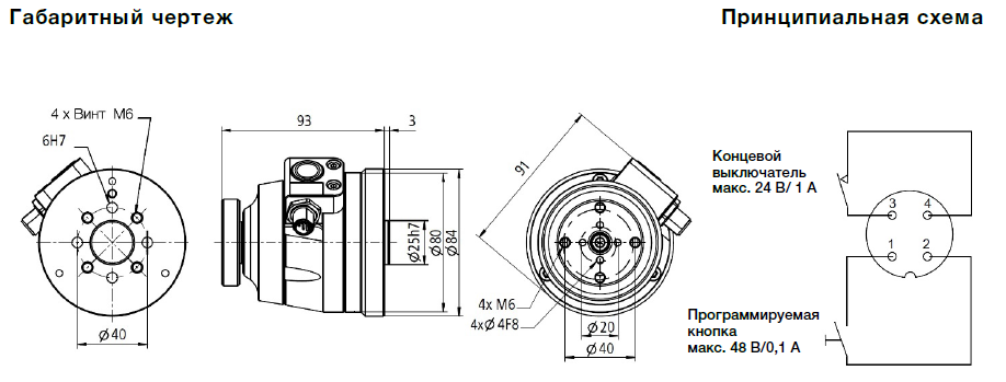 Габаритный чертеж и принципиальная схема механизма защиты от столкновений ESAB KS-2