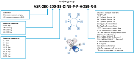 Регулятор VIGOUR VSR-2EC-200-35-DIN9-P-P-TW12M-R-B
