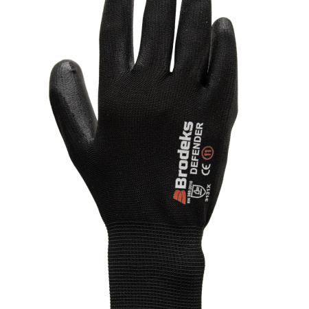 Перчатки рабочие с полимерным покрытием BRODEKS G-11, черный/серый (8) (G-11-8)