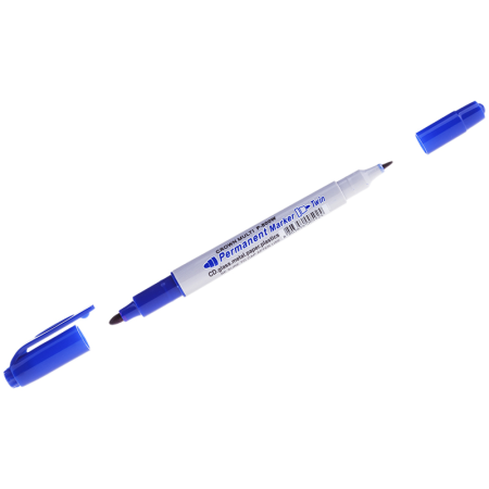 Маркер перманентный двухсторонний Crown Multi Marker Twin синий, пулевидный, 2мм/1мм, P-800W (117934)