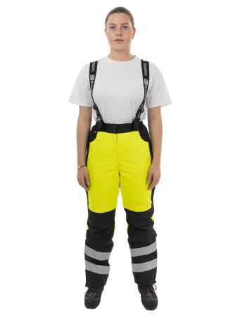 Брюки сигнальные женские зимние BRODEKS KW330, желтый/черный