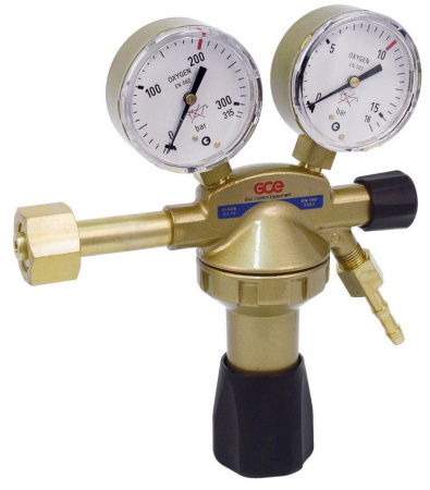 Редуктор кислородный газовый баллонный GCE DIN OX - 200/10 бар, вх. W 21,8x1/14" ; вых. G1/4"; 30 м3/ч. Артикул 0780630