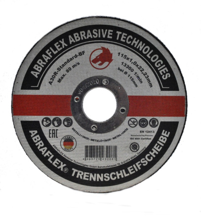 Круг отрезной Abraflex 115x1,0x22,23 A-30 Standard BF (металл+нерж.)