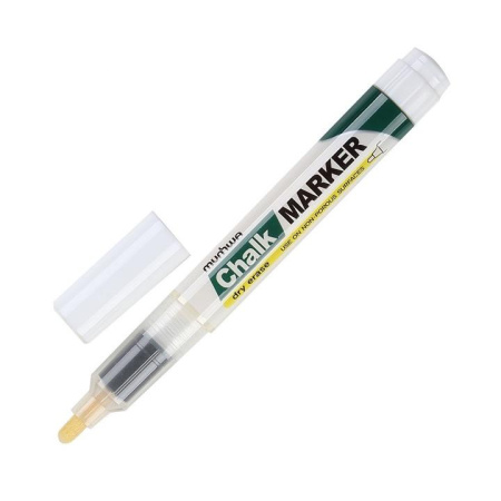 Маркер меловой MunHwa Chalk Marker белый, 3мм, спиртовая основа, пакет, CM-05 (227223)