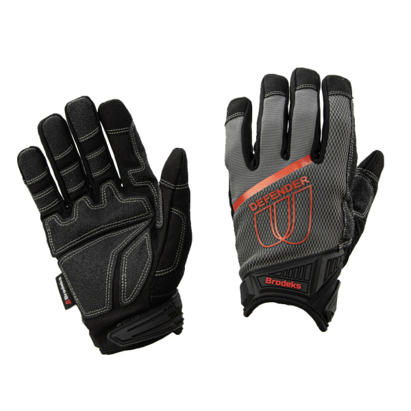 Перчатки рабочие комбинированные BRODEKS G-62, серый/черный/красный (8) (G-62-8)