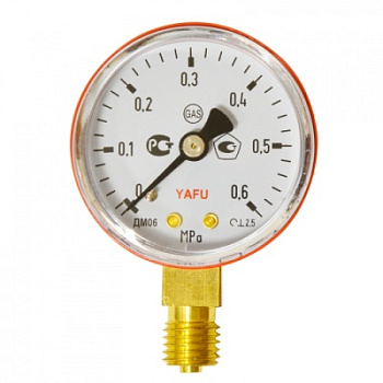 Манометр на редуктор пропановый, метановый 0,6 МПа Манометр на редуктор пропановый, метановый 0,6 МПа