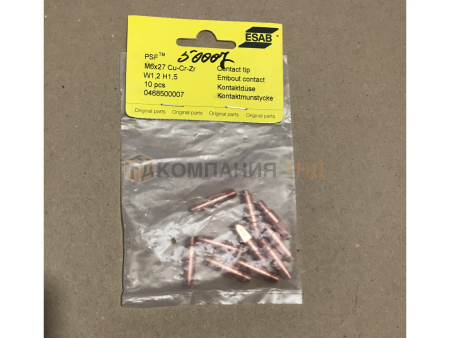 Наконечник контактный ESAB 1.2мм М6, арт.0468500007 Наконечник контактный ESAB Contact tip CuCrZr 1.2мм М6, арт.0468500007
