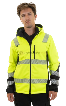 Куртка сигнальная софтшелл BRODEKS KS227, желтый/черный