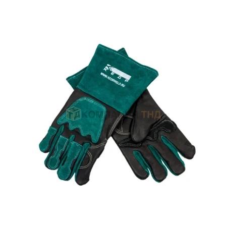 Перчатки сварочные КЕДР КС-20 ПРЕМИУМ, черно-зеленые