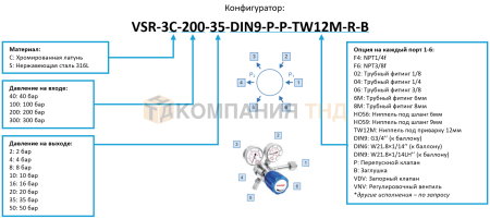Регулятор VIGOUR VSR-3C-200-35-DIN9-P-P-TW12M-R-B