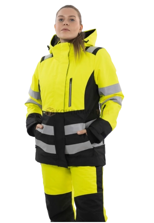 Куртка сигнальная женская зимняя BRODEKS KW230, желтый/черный (M) (KW230YELLOWM)