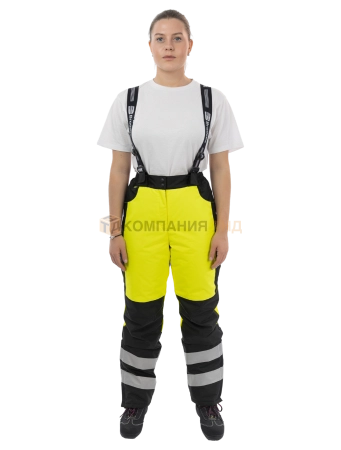 Брюки сигнальные женские зимние BRODEKS KW330, желтый/черный (M) (KW330YELLOWM)