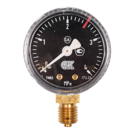 Манометр ацетиленовый KRASS 2,5/4 МПа, 50 мм, М12х1,5