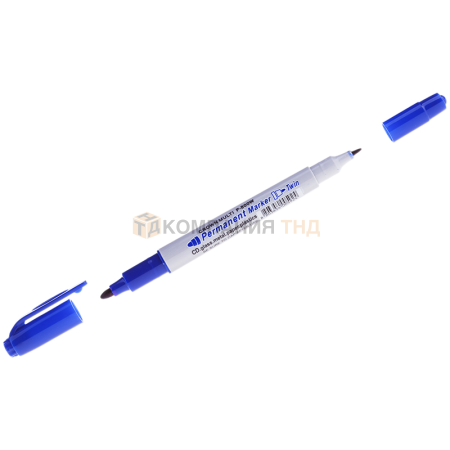 Маркер перманентный двухсторонний Crown Multi Marker Twin синий, пулевидный, 2мм/1мм, P-800W (117934)