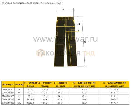 Брюки сварщика огнестойкие ESAB FR Welding Trousers Брюки сварщика ESAB FR Welding Trousers