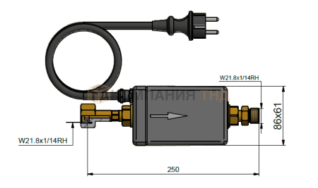 Подогреватель газа GCE 230В/200Вт вх W21,81/14"F - вых W21,81/14"M